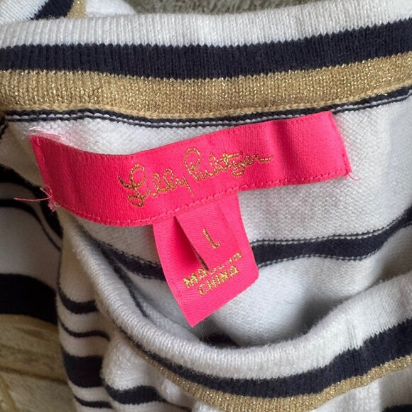 Lilly Pulitzer Perelle Sleeveless Striped Tight-Nit Blouse Women's Size L. - Picture 3 of 7
